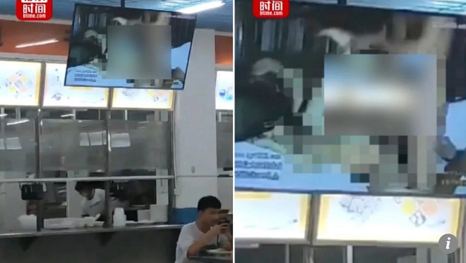Cảnh “nóng” bất ngờ  xuất hiện trên màn hình TV ở trường TQ - 1