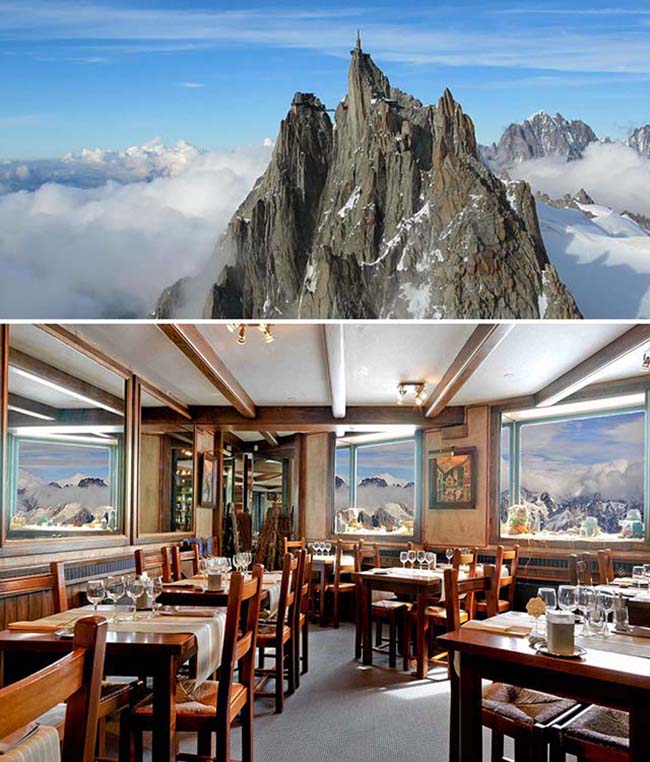 Ăn tối ở độ cao 3842 mét, được bao quanh bởi núi non trùng điệp ở nhà hàng Aiguille Du Midi, Pháp.