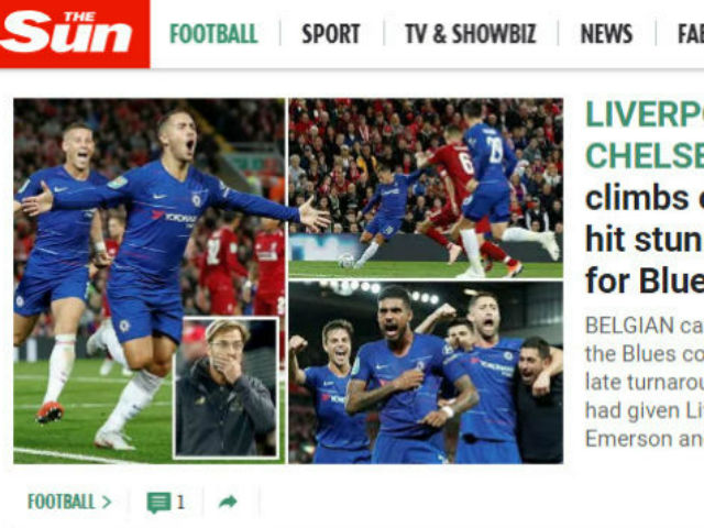 Bóng đá - Liverpool đứt mạch toàn thắng: Báo Anh sững sờ trước "phù thủy" Hazard