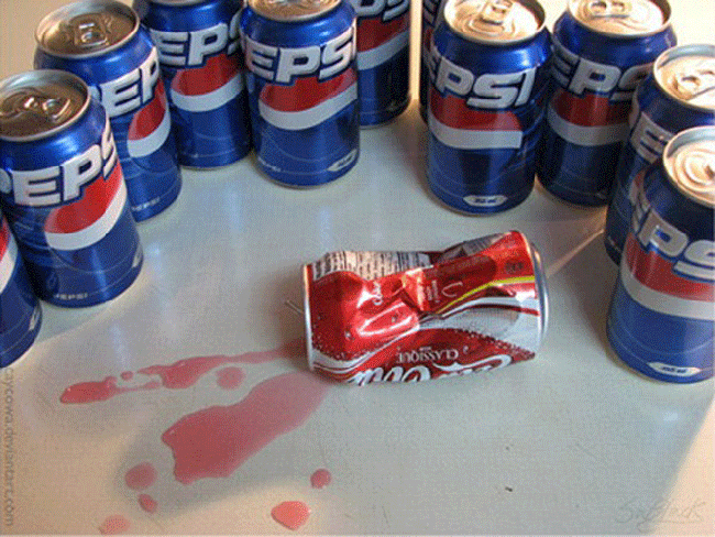 Một lon Coca-Cola bị “binh đoàn” Pepsi hạ gục