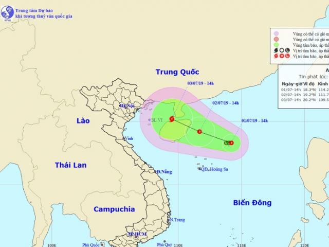 Áp thấp mạnh lên thành áp thấp nhiệt đới giật cấp 8, hướng vào vịnh Bắc Bộ