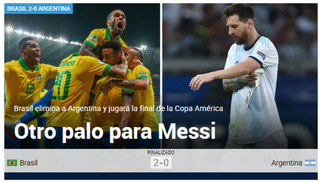 Brazil nhấn chìm Argentina bán kết Copa America: Báo chí thế giới chua xót &#34;Messi lại gặp ác mộng&#34; - 1