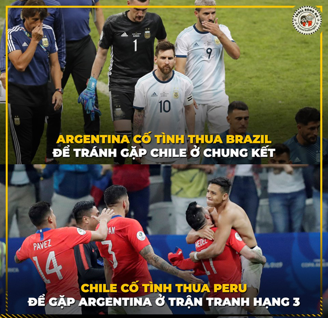 Messi đã cố tránh rồi nhưng vẫn không thoát được Chile.