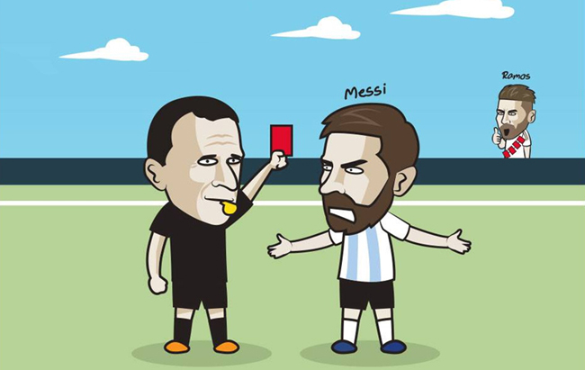 Messi nhận thẻ đỏ "oan nghiệt" ở trận tranh hạng 3 với Chile.