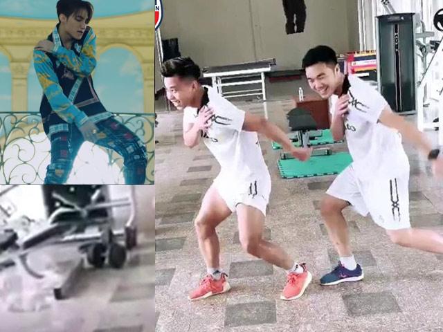 Bạn trẻ - Cuộc sống - Clip: Xuân Trường, Văn Thanh nhí nhố "bắt chước" Sơn Tùng MTP