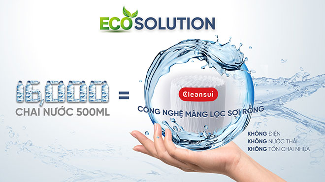 Công nghệ Màng lọc sợi rỗng của Mitsubishi Cleansui giúp tiết kiệm 16,000 chai nước 500ml/ năm.