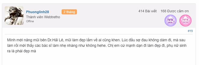  Phuonglinh28 chia sẻ chất lượng dịch vụ Dr.Hải Lê trên diễn đàn dành cho phụ nữ