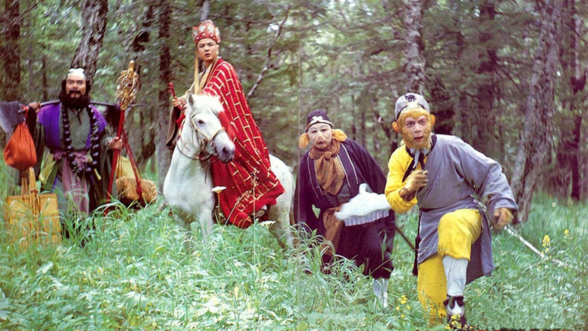 Bốn thầy trò Đường Tăng trong bộ phim "Tây Du Ký" phiên bản 1986