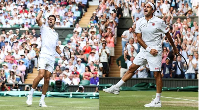 Djokovic và Federer&nbsp;cống hiến 5 set kịch tính như phim hành động ở chung kết đơn nam Wimbledon năm nay