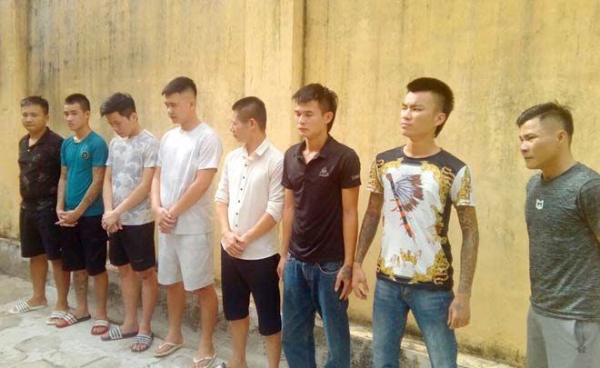 Nguyễn Sỹ Cầu và các đối tượng trọng băng nhóm tội phạm tại Công an TP Sầm Sơn.