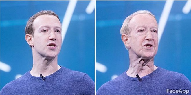 CEO Mark Zuckerburg của Facebook khi về già nhờ ứng dụng FaceApp.
