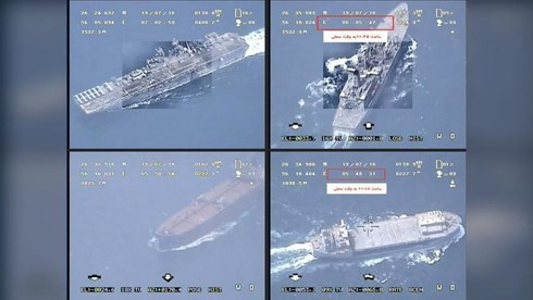 Tàu chở dầu Stena Impero (phía dưới, bên trái) của Anh được cho đã bị Iran bắt giữ