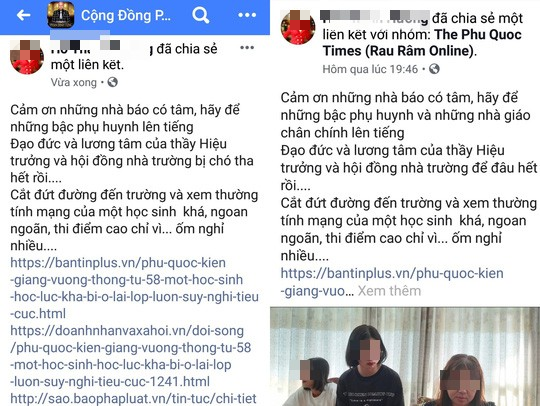 Những lời lẽ bức xúc gây tranh cãi do bà Hương đăng tải lên Facebook trước khi được bà gỡ xuống