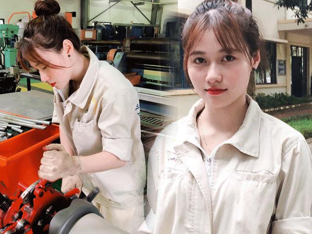 Bạn trẻ - Cuộc sống - Nữ công nhân đẹp "đốn tim" dân mạng, nhan sắc thật còn bất ngờ hơn