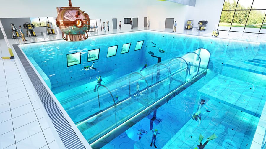 Bên trong bể bơi sâu 45m, ngoạn mục nhất thế giới có gì? - 2