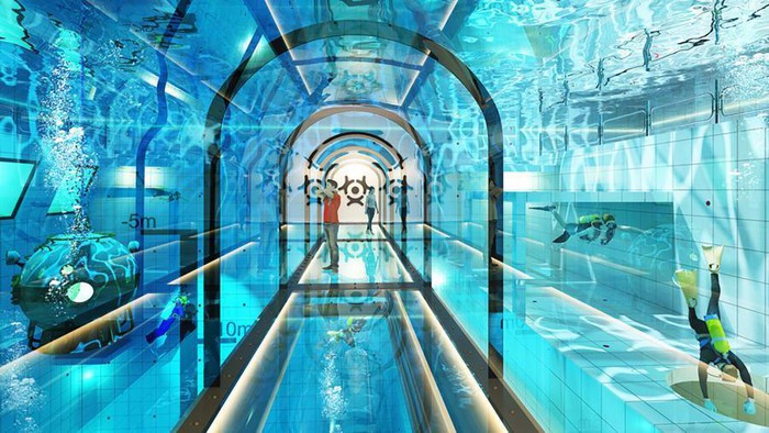 Bên trong bể bơi sâu 45m, ngoạn mục nhất thế giới có gì? - 3