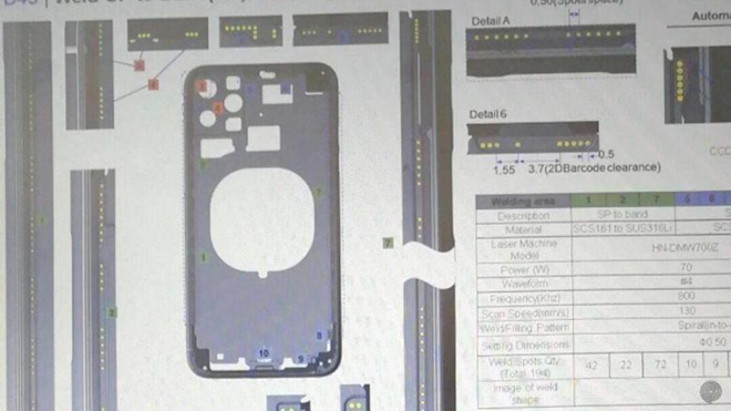 Một hình ảnh sơ đồ iPhone bị rò rỉ ra ngoài.