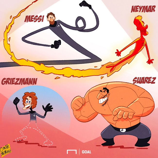 Cảnh tượng hàng công của Barca nếu mua được Neymar.