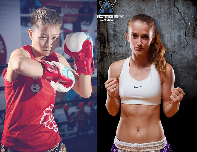 Bùi Yến Ly (phải) đánh bại "Nữ thần Muay" Monika Chochlikova để vào chung kết thế giới