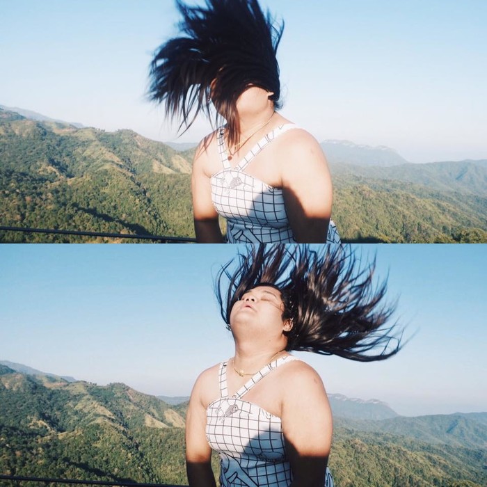 Biểu cảm hài hước của cô nàng.