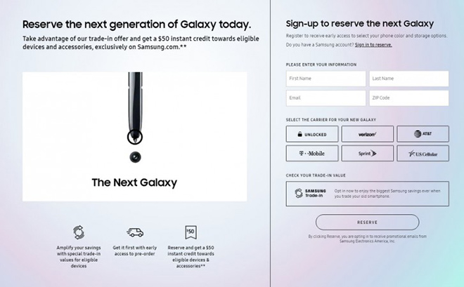 Trang web Samsung có thêm ưu đãi Samsung Trade-in cho Galaxy Note 10.