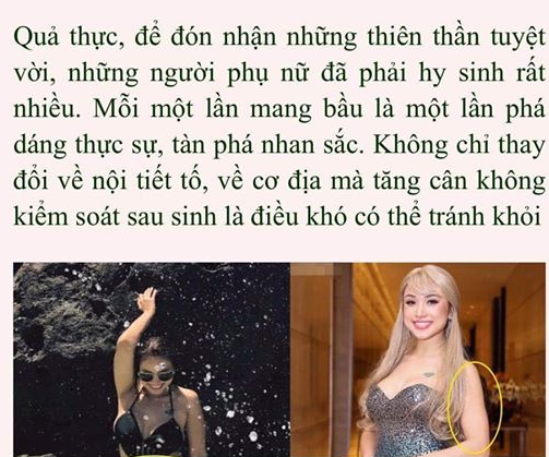 Vân Hugo chụp lại màn hình một phần trong nội dung quảng cáo sai sự thật