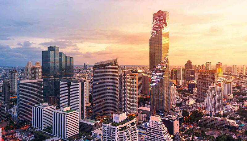 Tòa nhà chọc trời King Power Mahanakhon có chiều cao 314 mét, 77 tầng, cao nhất Thái Lan.