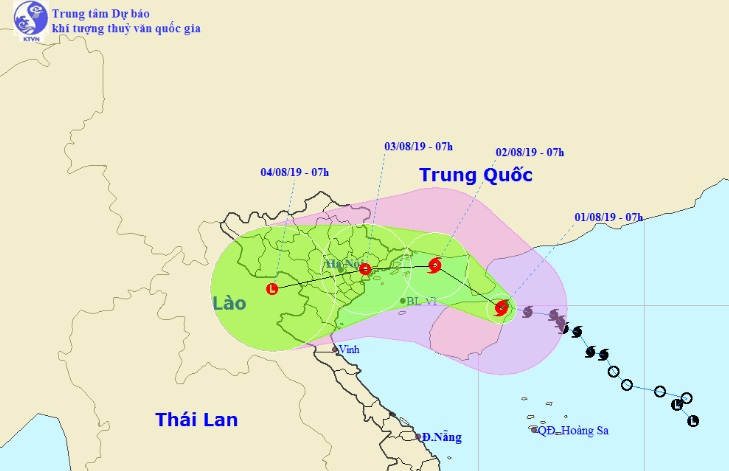 Vị trí và hướng di chuyển tiếp theo của bão số 3. Ảnh Trung tâm Dự báo KTTVQG.