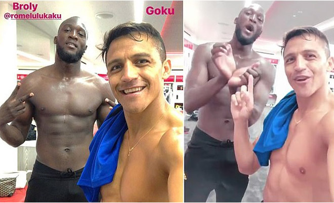 Lukaku cùng Alexis Sanchez chụp ảnh&nbsp;trong phòng tập gym của MU