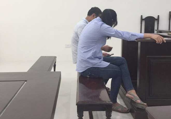 Vợ chồng bị cáo Hải-Nga tại phiên xử phúc thẩm.