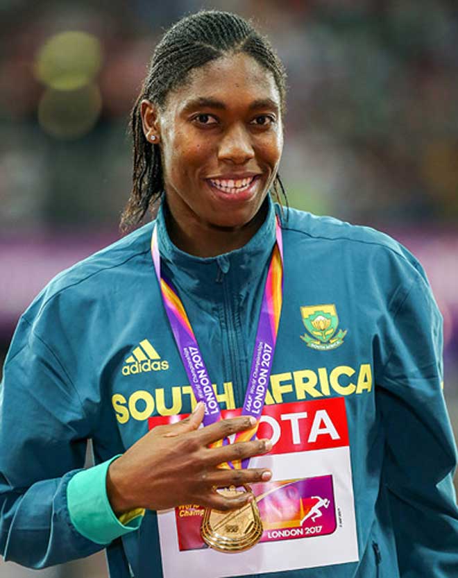 Caster Semenya từng 3 lần giành huy chương vàng&nbsp;chạy 800m nữ ở giải Vô địch điền kinh thế giới các năm 2009 (Berlin),&nbsp; 2011 (Daegu) và 2017 (London)&nbsp;