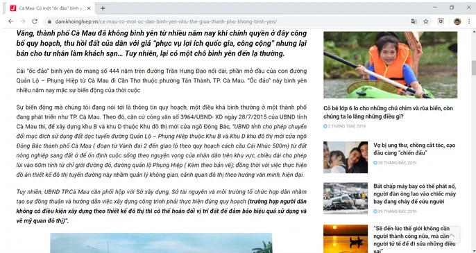 UBND tỉnh Cà Mau bác bỏ thông tin trong bài viết trên trang điện tử damkhoinghiep.vn