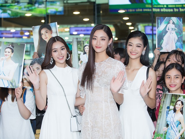 Hoa hậu Lương Thùy Linh mới đăng quang đã ngập trong vòng vây fan ở sân bay