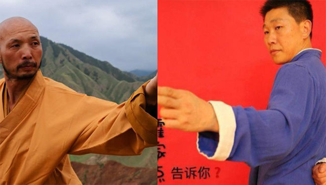 Thích Diên Giác (trái) cũng muốn quyết đấu với Hoắc Yến Sơn (phải)