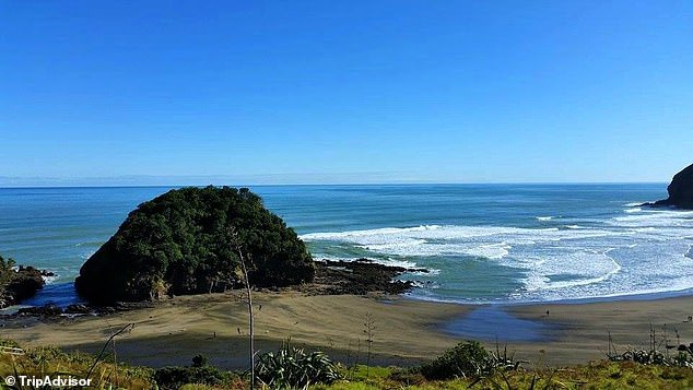 Bãi biển Bethells, thành phố Auckland, New Zealand, nơi phát hiện 19 gói hàng cấm triệu USD