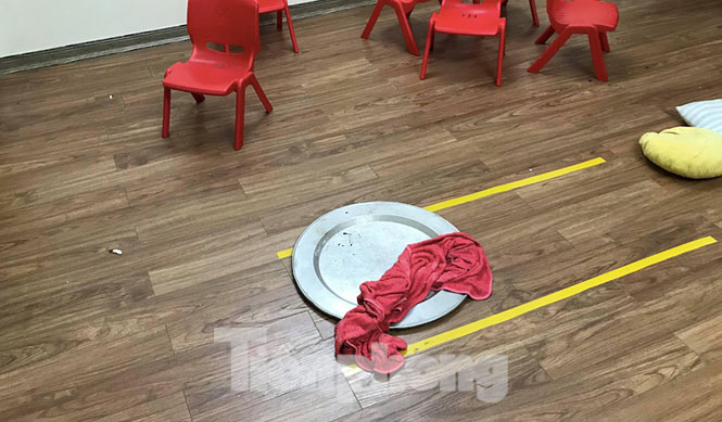 Mâm cồn dùng làm giáo cụ giảng dạy trong vụ 3 cháu bé bị bỏng khi học kỹ năng. Ảnh: Hoàng Long
