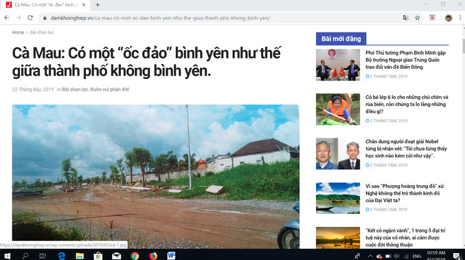 Bài viết đăng thông tin… về "ốc đảo bình yên" của Chủ tịch tỉnh Cà Mau.