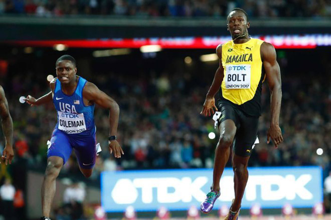 Coleman (trái) muốn vô địch thế giới, giành HCV Olympic và xô đổ kỷ lục 100m của Bolt trong 12 tháng sắp tới