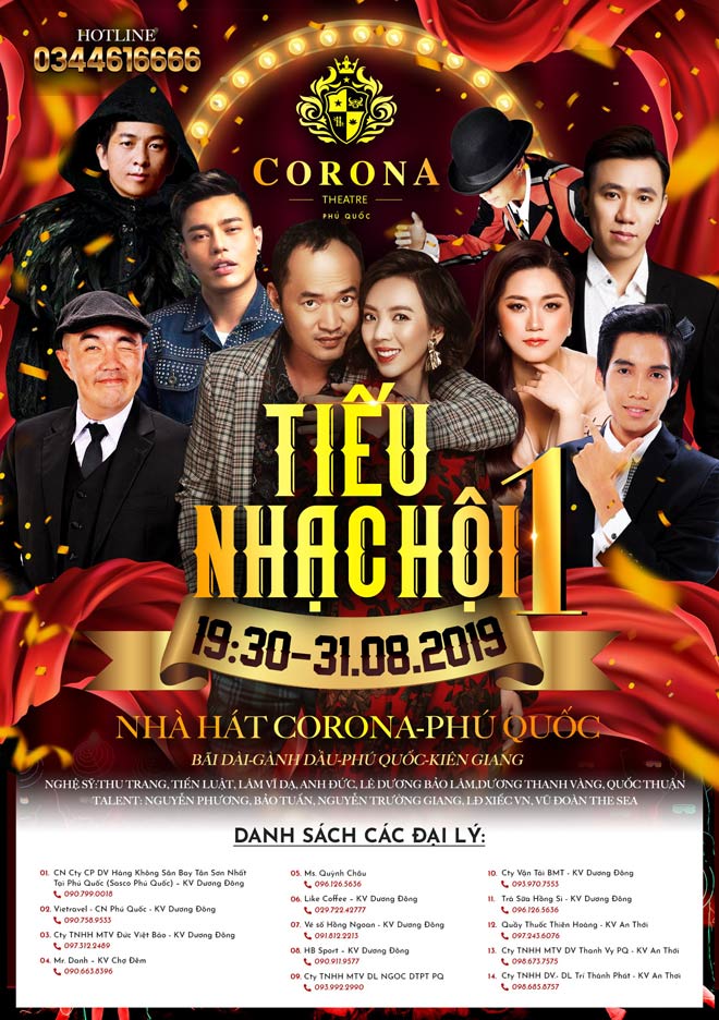 Chương trình Tiếu Nhạc Hội 1 sẽ diễn ra vào 19h30 ngày 31/8 tại nhà hát Corona – Phú Quốc