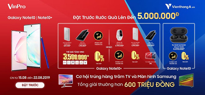 VinPro & Viễn thông A đem đến những ưu đãi linh hoạt đặc biệt cho khách hàng đặt trước Samsung Galaxy Note 10/Note 10+