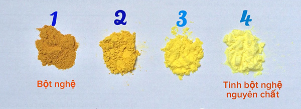 Bột nghệ và tinh bột nghệ có màu sắc, tính chất khác nhau