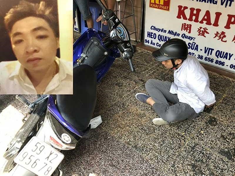 Lưu Hoàng Phong (ảnh nhỏ) và đồng phạm khi bị bắt. (Ảnh do công an cung cấp)