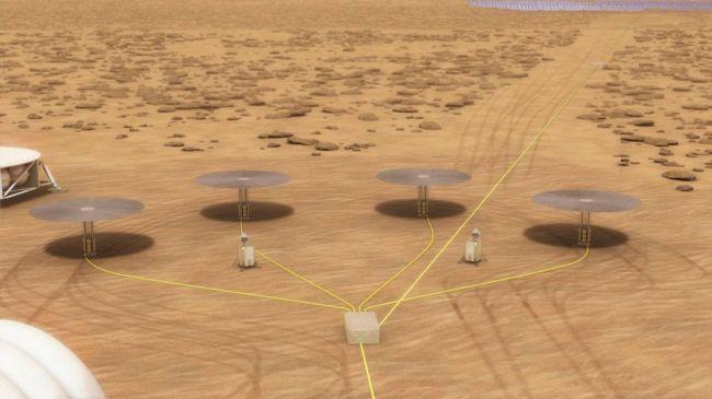 Hình ảnh minh họa một hệ thống năng lượng nhiệt hạch trên bề mặt Sao Hỏa cung cấp nguồn điện 40 kilowatt.