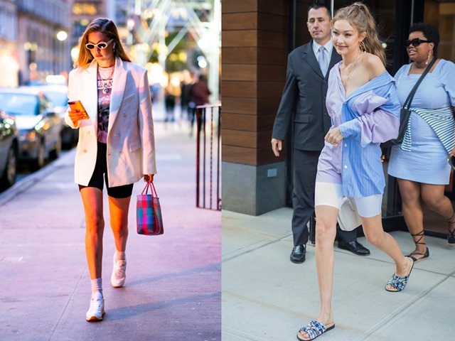 Thời trang - Học Gigig Hadid mặc đẹp kiểu quần đạp xe biker short