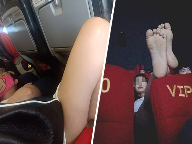 Bạn trẻ - Cuộc sống - Gái trẻ mặc váy ngắn nằm gác chân trên máy bay, trong rạp chiếu phim HOT nhất tuần