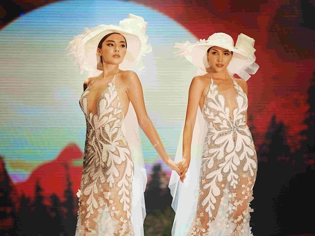 Thời trang - Kỳ Duyên, Minh Triệu tay trong tay, mặc váy cưới xuyên thấu giữa tin đồn tình ái