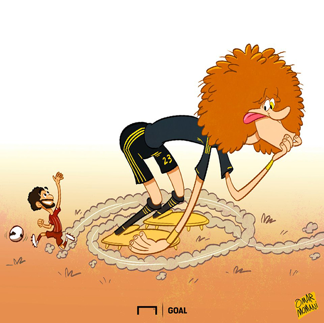 Daviz Luiz bị Salah &#34;quần&#34; cho chóng mặt.