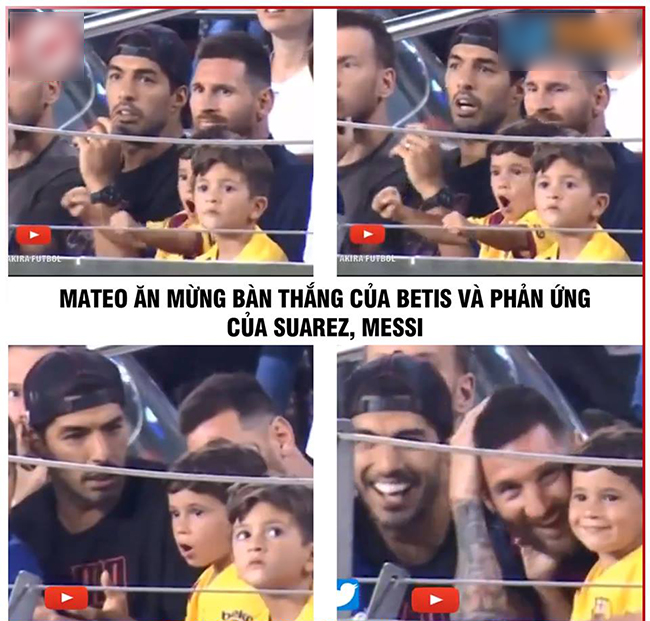 Màn ăn mừng phấn khích của Mateo khi Barca bị thủng lưới.