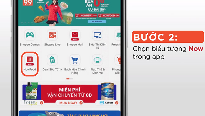 Bước 2: Chọn biểu tượng NowFood tại màn hình chính