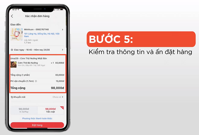 Bước 5: Kiểm tra thông tin và nhấn đặt hàng